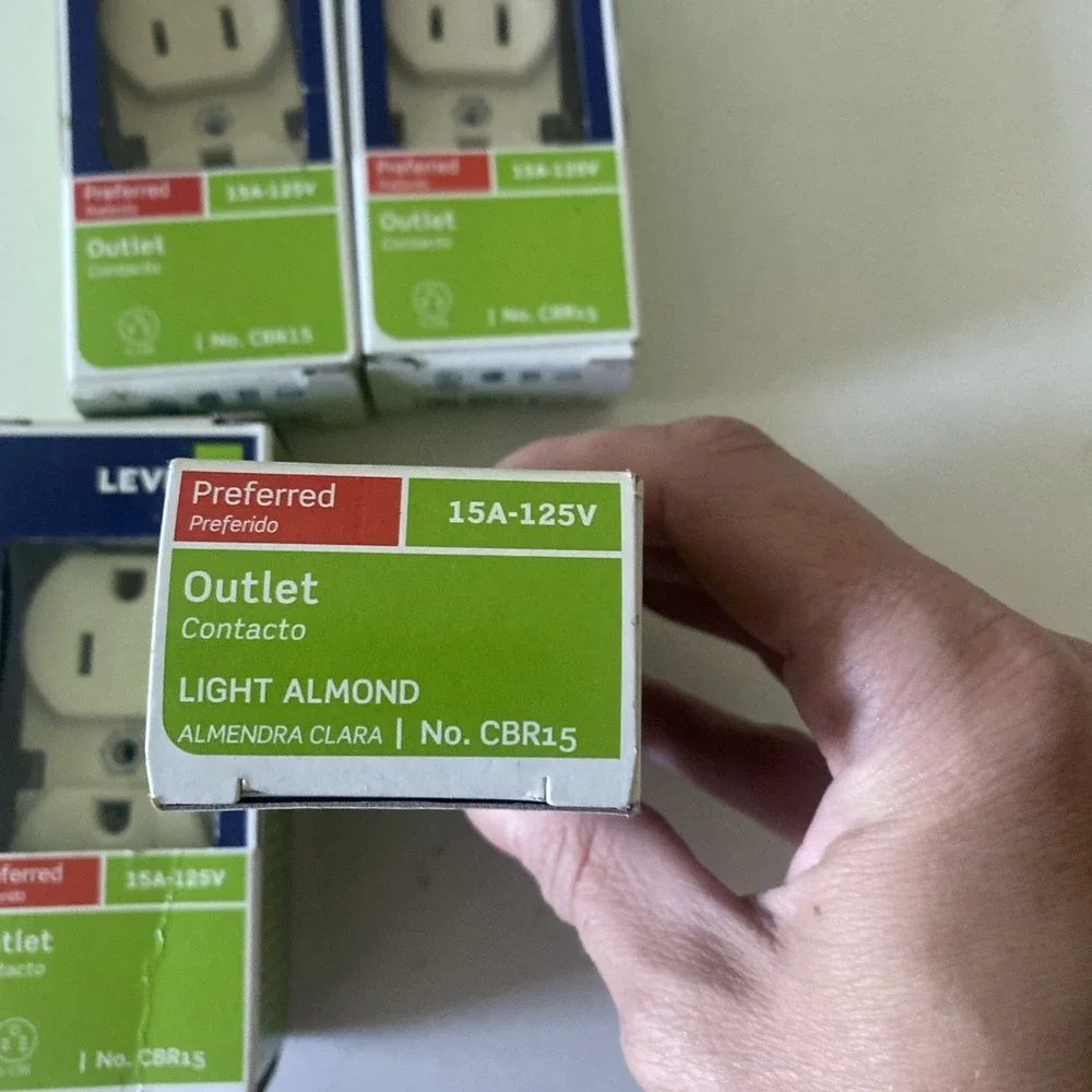 Lot of 4 Leviton CBR15-00T 15A 125V Light Almond Outlet 4.06 H x 1.35 W x 1.08 D